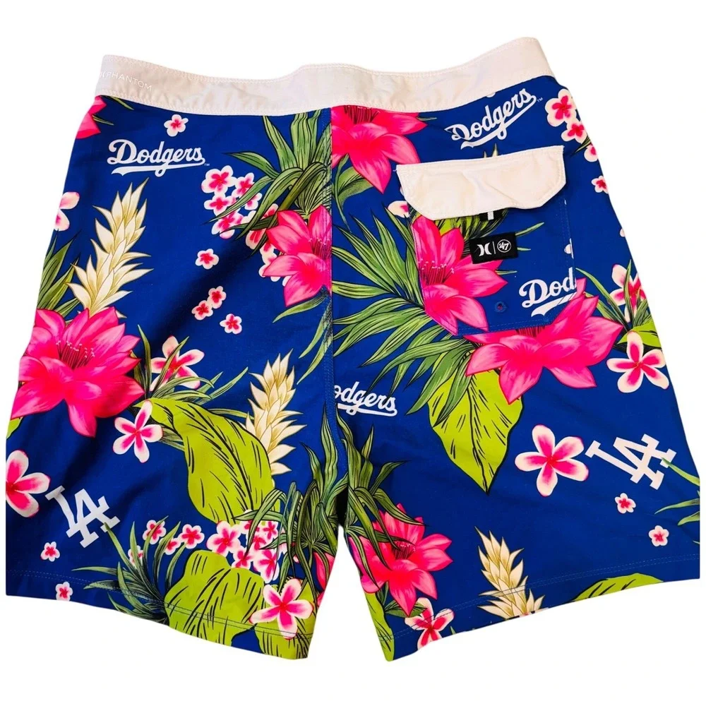 Hurley 47 Brand LA Dodgers Phantom Board Shorts Mens 30 Tropical Floral Blue